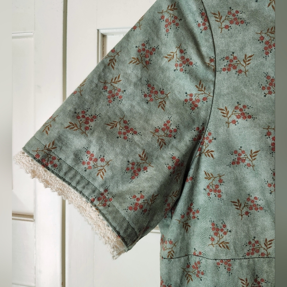 NEW Handmade Floral Green Cottagecore Dress - Picture 4 of 5